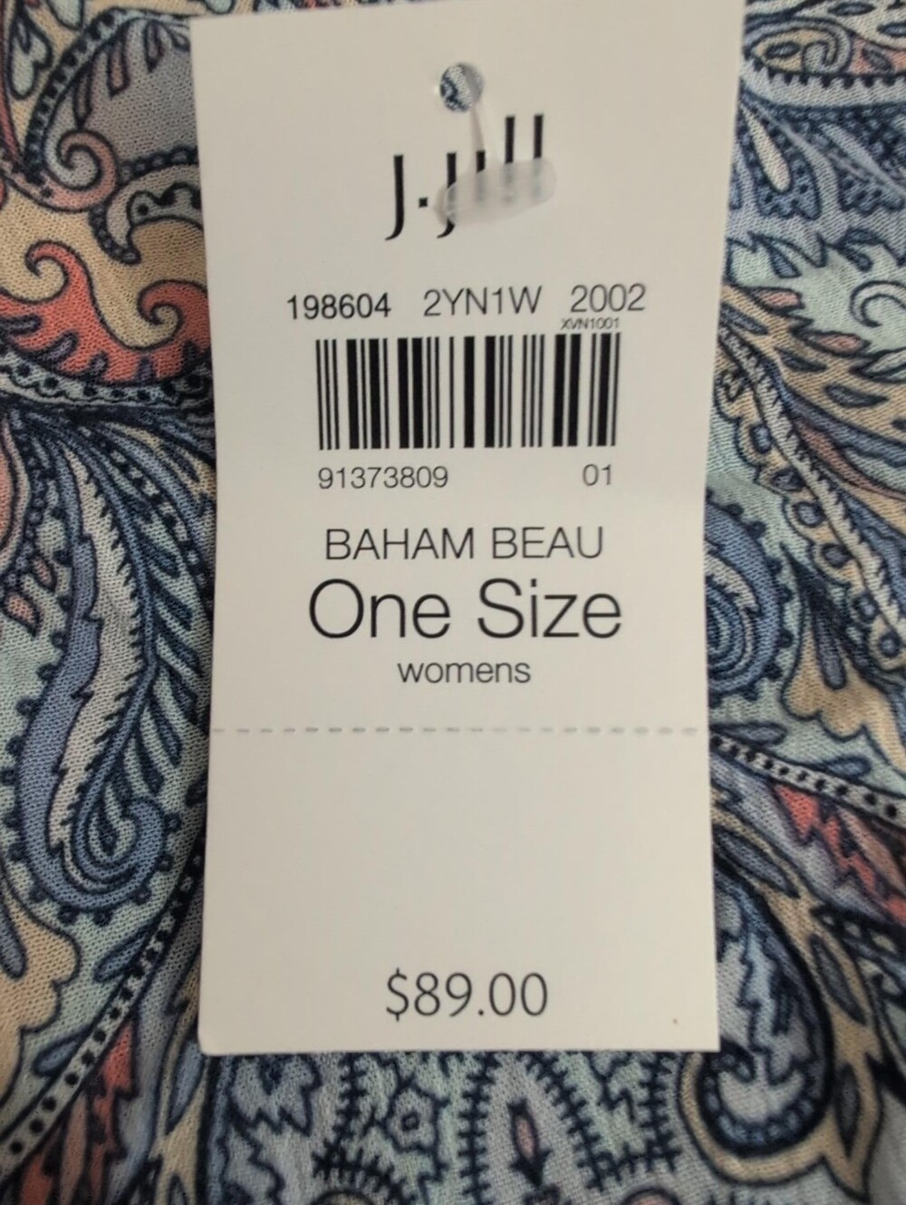J.Jill NWT One Size Paisley Poncho Blue Multicolor Boho Resort Flowy Elegant - Picture 2 of 6
